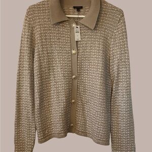 Talbots Beige Textured Knit Cardigan